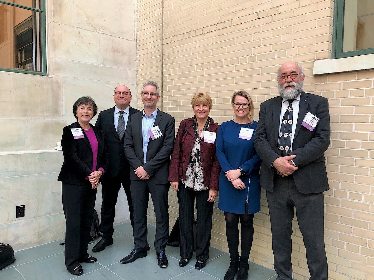 Dominique Langevin with colleagues, representing the ESSC at the 2019 Space Science Week